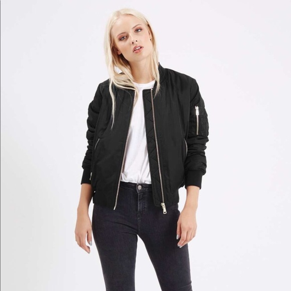 Topshop Black Bomber Jacket